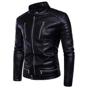 Veste d'hiver pour hommes en tissu de cuir de haute qualité vêtements de cuir de moto confortables vente en gros - Product Image 5