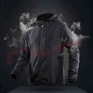 Fabricant de vêtements OEM vente en gros LOGO personnalisé veste coupe-vent à capuche imperméable mince pour hommes pour la randonnée et la course en plein air - Product Image 3