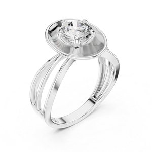 Bague de fiançailles en or jaune 14 carats avec diamant rond de laboratoire |   Nouveau diamant cultivé - Product Image 3