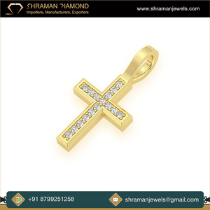 ขายดีอินเทรนด์เย็น10K สีทองทึบที่กำหนดเองมินิมุมครอสติชกางเขนคริสเตียนเพชรธรรมชาติจี้เครื่องประดับที่ดีมีเสน่ห์ - Product Image 3