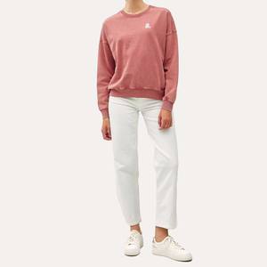 Recién llegado, lavado ácido para mujer, bordado, forrado, sólido, informal, antideslizante, poliéster/algodón Terry, 300g, peso pesado, Invierno - Product Image 1