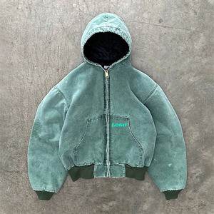 Nueva moda Demin logotipo personalizado sudaderas con capucha de gran tamaño para hombres sudaderas con capucha de algodón ropa de calle de Color sólido lavado ácido sudaderas con cremallera - Product Image 5