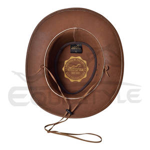 Chapeau de cow-boy en cuir marron tressé, mode western, taille personnalisée, voyage en plein air, camping, pêche, chapeaux en cuir pour femmes - Product Image 4