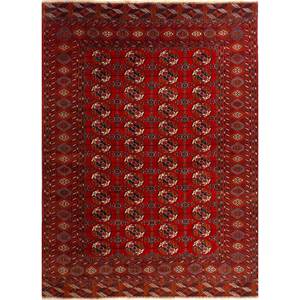 Alfombras de Lana Anudadas a Mano Kiaan Rojo Naranja Pae-5059, Diseño Geométrico Abstracto para Entrada, Pasillo, Rectángulo 9x12 - Alfombras Jaipur US - Product Image 1