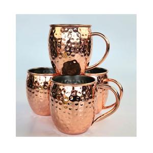 Tasses en cuivre solide durable Verres martelés faits à la main de qualité supérieure Parfait pour les cocktails Bière Eau Jus Ayurveda et Dîner - Product Image 5