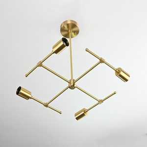 Mid Century Modern Brass Chandelier Arm Hanging <b>Light</b> Fixture Brushed Brass <b>Ceiling</b> Lamp Elegant <b>Vintage</b> Pendant <b>Light</b> - Product Image 3