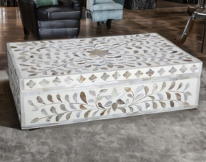 Caja de joyería natural Esculturas hechas a mano Caja de incrustaciones de hueso y madera Caja de brazalete y anillo para Super India - Product Image 2