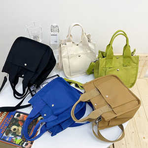 Manufacturer's Eco-Friendly Custom Logo Canvas Cotton Shopping Travel <b>Bag</b> Carrying with Zipper Canvas New Style Popular Handbag - Product Image 2