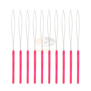 Jackbilly การต่อผมวนรอบเข็มเครื่องมือตะขอดึงและอุปกรณ์ลูกปัดสำหรับการต่อผมสีแดงกุหลาบ - Product Image 1