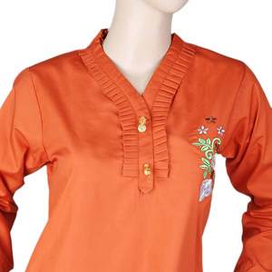 Women's Embroidered Woven <b>Top</b> - <b>Rust</b> - Product Image 4