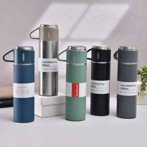 Thermos portable en acier inoxydable de 500 ml, tasse isotherme avec trois couvercles, boîte cadeau, gobelet de voyage, logo gravé, anti-fuite, sans BPA - Product Image 2