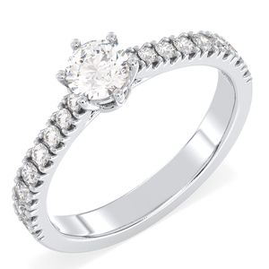 Anillos de Compromiso de Diamantes Cultivados en Laboratorio con Corte Redondo de 0.86 Quilates, Oro Blanco de 14K y 18K, Diseño Personalizado REYES, Joyería Fina para Mujer - Product Image 2