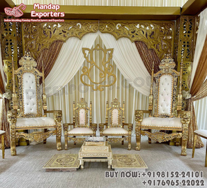 Chaises mandala de mariage, Sankheda, 5 pièces, ensemble de divers styles, meubles de mariage - Product Image 2