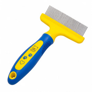 Yellow Blue Pet Grooming Comb Stainless Steel Teeth Cat Dog Hair Care Manual Tool - Product Image 4