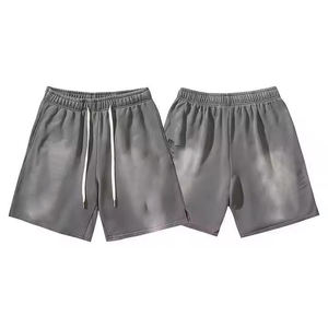 Dessin d'été personnalisé brodé patch logo haute qualité Vintage fabricant 100% coton Sweat hommes lavage à l'acide Shorts - Product Image 1