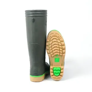 Safety <b>Shoes</b> AP Boots 2003 Green Tricolour-<b>Waterproof</b> PVC Rubber High Durability Protective Work Boots - Product Image 4