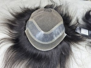 Perruque Remy à ondulation naturelle pour hommes, cheveux indiens, exportée par l'usine du Bangladesh, 8 pouces, système capillaire mono, base en dentelle PU transparente, toupet - Product Image 3