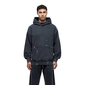 Jersey en blanco sólido transpirable de algodón 380 GSM 100% para hombre con logotipo personalizado, Sudadera con capucha holgada y cuadrada, pantalones de chándal de gran tamaño - Product Image 1