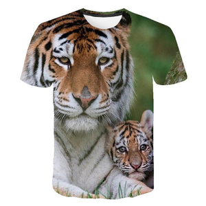 Camiseta de algodón 230 de calidad superior Unisex de 100% G, patrón de leopardo de gran tamaño Formal, flocado, bordado, tejido frontal suave, 260g - Product Image 2