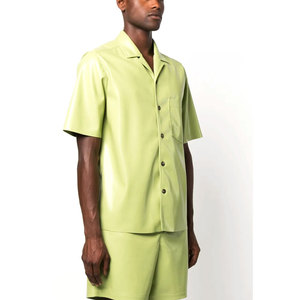 Camisa de Cuero Casual para Hombre de Fábrica OEM con Cuello Camisero y Diseño de Logotipo Personalizable - Product Image 4