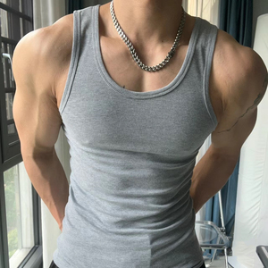 Summer Tank Top <b>Men's</b> Casual Knitted Gym Tank Top Soft Cotton Polyester Material Sleeveless Vest Elastic Slim Tank Tops <b>Men</b> - Product Image 2