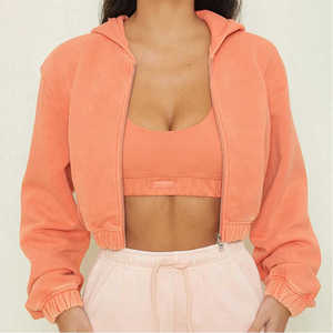 เสื้อฮู้ดครอปของผู้หญิงผ้าฟลีซการออกแบบสีเสื้อแฟชั่นที่กำหนดเองมีความยาวสั้น2025 - Product Image 1