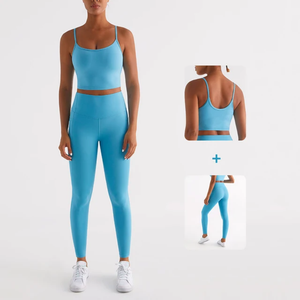 Unique 2025 mujeres Yoga Set 2 piezas deportes moda cintura elástica Fitness personalizado dos tonos Yoga Set para la venta mujeres Fitness Yoga Set - Product Image 6