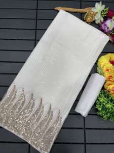 Bollywood Fancy Dress Heavy 60 Gram Georgette Saree Blouse avec Heavy Dual Sequins 3MM & 5MM Broderie Paillettes Travail à vendre - Product Image 6