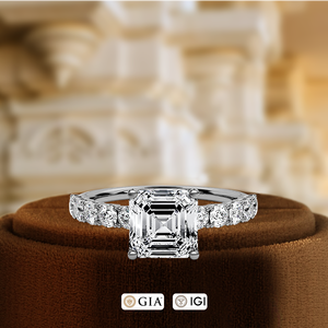 Anillo de Compromiso de Diamante Cultivado en Laboratorio con Corte Asscher de 1 Quilate, Certificado IGI, Oro Sólido de 14K, Solitario con Detalle de Diamante - Product Image 2