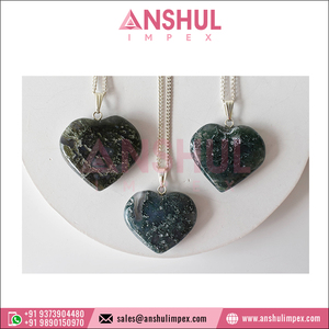 Bonne qualité Meilleure vente Belle et intemporelle pièce de bijoux Agate mousse pendentifs en forme de coeur avec chaîne au prix le plus bas - Product Image 5