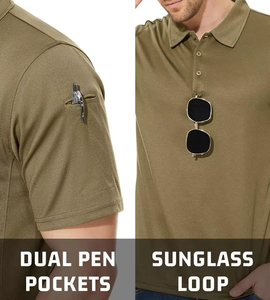 Logo personnalisé 100% Polyester Polo pour hommes Performance à séchage rapide Chemises tactiques à manches courtes Chemise de golf en jersey piqué - Product Image 3