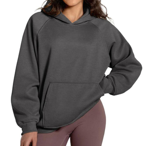 Sweat-shirts à épaules tombantes surdimensionnés pour femmes de qualité supérieure, couleur unie, logo personnalisé, pull vierge 100% coton, vêtements d'hiver - Product Image 4