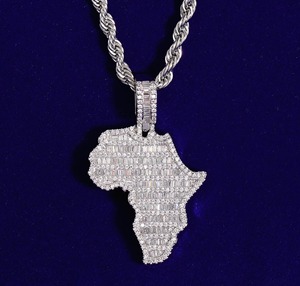 Vvs Moissanite Độc Đáo Tùy Chỉnh Mạ Vàng 925 Sterling Bạc Bản Đồ Mặt Dây Chuyền Vòng Cổ Hip Hop Phong Cách Cho Người Đàn Ông Của Đảng Nhìn - Product Image 5