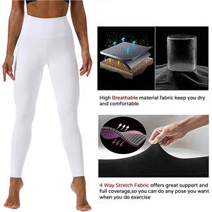 Mallas de verano de tela de punto transpirables supersuaves hechas a medida de OEM para mujer, cintura blanca alta cosida - Product Image 2