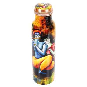 Huge Demand Sale <b>Metal</b> Custom Prints Leakproof Pure Copper <b>Water</b> Drinking <b>Bottles</b> with Lid Ayurvedic Health Healing Benefits - Product Image 1
