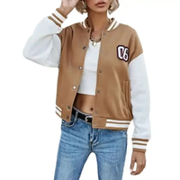Veste universitaire de baseball à manches longues de couleur unie OEM vente en gros de vestes Letterman universitaires vierges pour femmes de dernière conception personnalisée