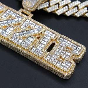 จี้เพชรโมอิสซาไนต์ทรงกลมแบบกำหนดเองสำหรับผู้ชาย ประดับเพชรเต็มตัว ชุบโรเดียมทอง สไตล์ฮิปฮอป เครื่องประดับสแตนเลส - Product Image 6