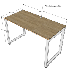 HBRT043 Bureau rectangulaire en contreplaqué 120x60cm, design minimaliste moderne, double moteur, assemblage requis, pour chambre ou bureau - Product Image 3