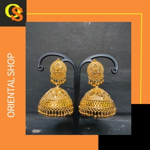 ชุดตุ้มหูพร้อม22CT ต่างหูชุบทอง Jhumka เครื่องประดับสำหรับผู้หญิงจากผู้ส่งออกอินเดีย - Product Image 4
