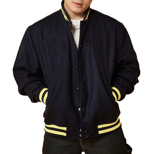 Chaqueta universitaria personalizada de alta calidad para hombre más vendida, Material de lona sólida con logotipo frontal, precio barato al por mayor para invierno - Product Image 1