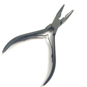 Pince à extensions de cheveux en acier inoxydable noir, outil compact pour une tenue ferme - Product Image 1