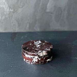 Posavasos de Mármol Rojo Cereza Rosso Levanto, Juego de Posavasos de Piedra Natural para Bebidas - Product Image 3