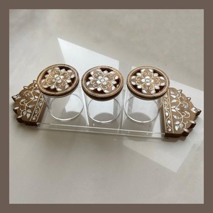 Juego de Cajas de Almacenamiento de Alimentos con Acabado de Laca Acrílica de Lujo para Regalos de Eid y Ramadán, Tapa de Madera con Incrustaciones Intrincadas de Nácar, Hecho en India - Product Image 3