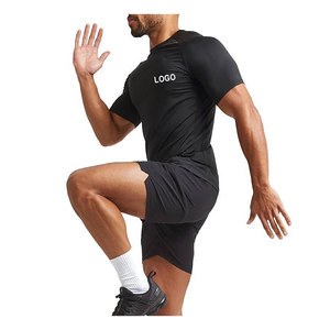 Ready Stock Camiseta de gimnasio para hombre 100% algodón Slim Fit Curved Hem Drop Cut Camiseta de entrenamiento con cuello redondo - Product Image 5