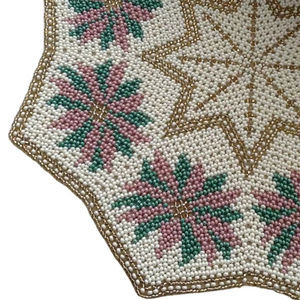 Handcrafted Round Beaded <b>Placemats</b> for Dining Table Wedding <b>Christmas</b> Decoration Family Gathering Parties from India - Product Image 1