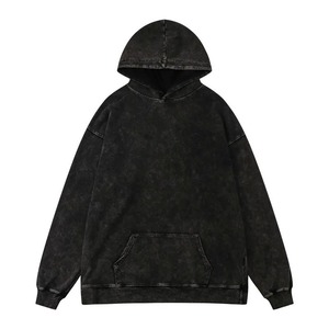 Sweat à capuche vintage lavé à l'acide de haute qualité pour hommes Streetwear poids lourd surdimensionné pour l'hiver en gros sweat à capuche vierge - Product Image 4