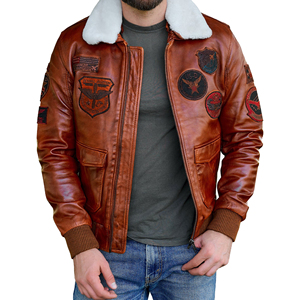 Wool/Polyester Flight Pilot Bomber <b>Jacket</b> for men with Removable Fur <b>Collar</b> Windproof ODM Winter Streetwear men's <b>jackets</b> - Product Image 1