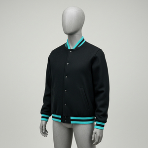 Veste de baseball varsity pour homme en laine 100% sur mesure en gros, style vintage à devant long, logo brodé, boutons pression - Product Image 5