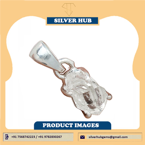 Colgante de diamante Herkimer de plata de ley 925, hermosa joyería hecha a mano con ajuste de bisel, incrustaciones de piedras preciosas naturales de plata maciza - Product Image 2