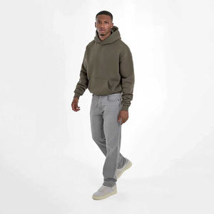 Sweat à capuche pour homme en coton 100% lourd, broderie de logo personnalisée, haute qualité, thermique pour l'hiver, tricoté, grande taille, streetwear - Product Image 4